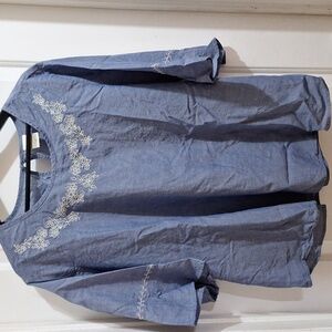 Blair plus size blouse size 3XL embroidered 100%‎ Cotton